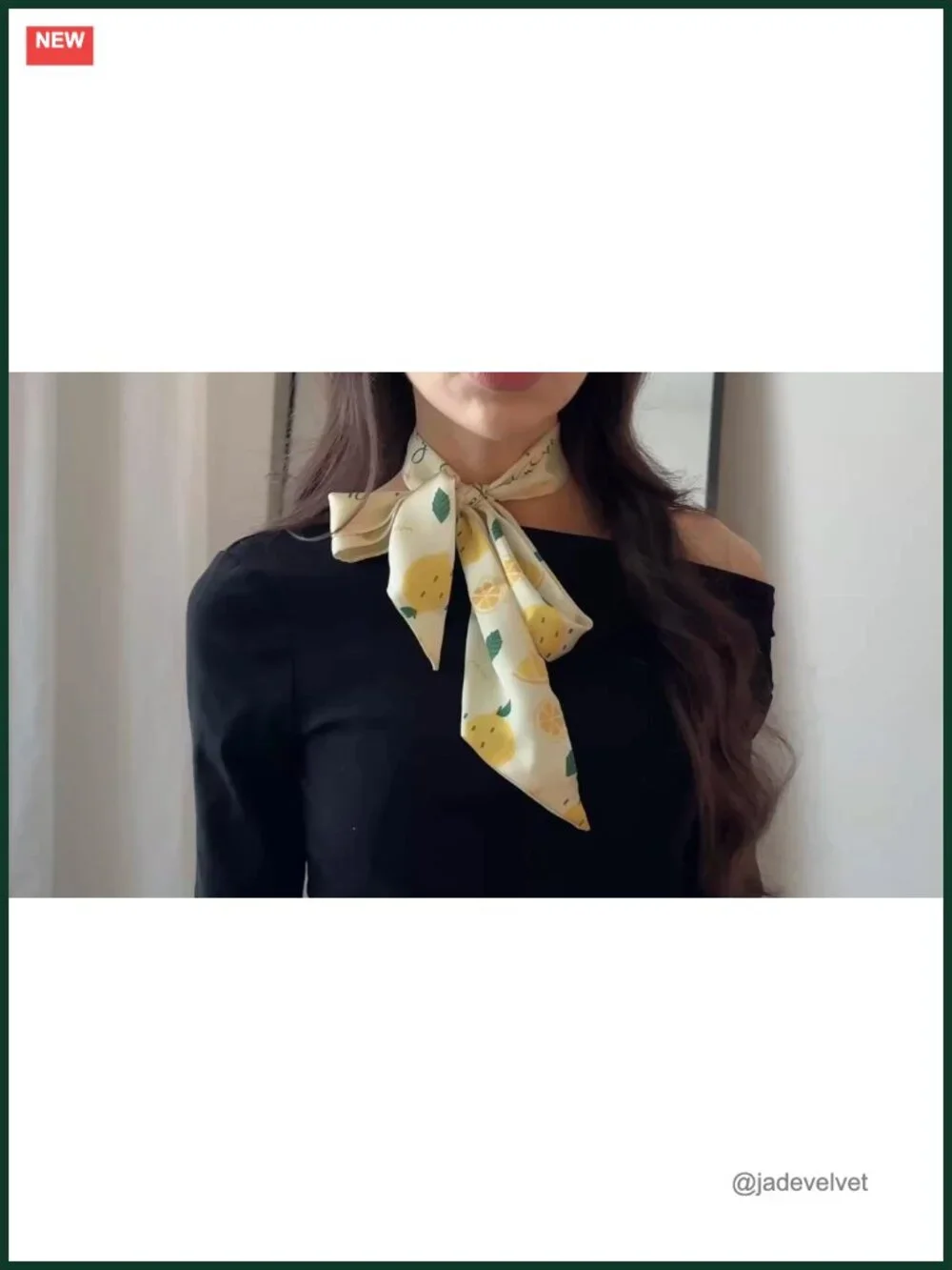 Reversible Skinny Scarf Summer Lemon Print Hair Scarf Neck Ribbon
